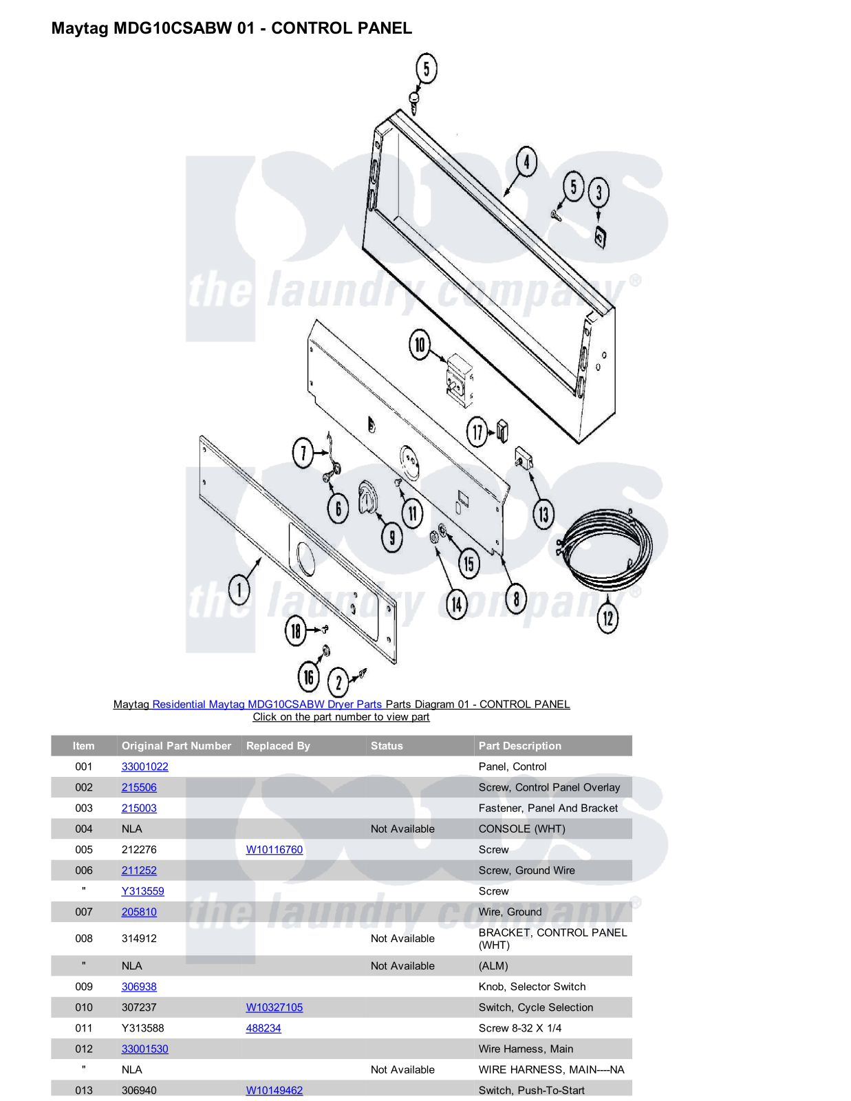 Maytag MDG10CSABW Parts Diagram