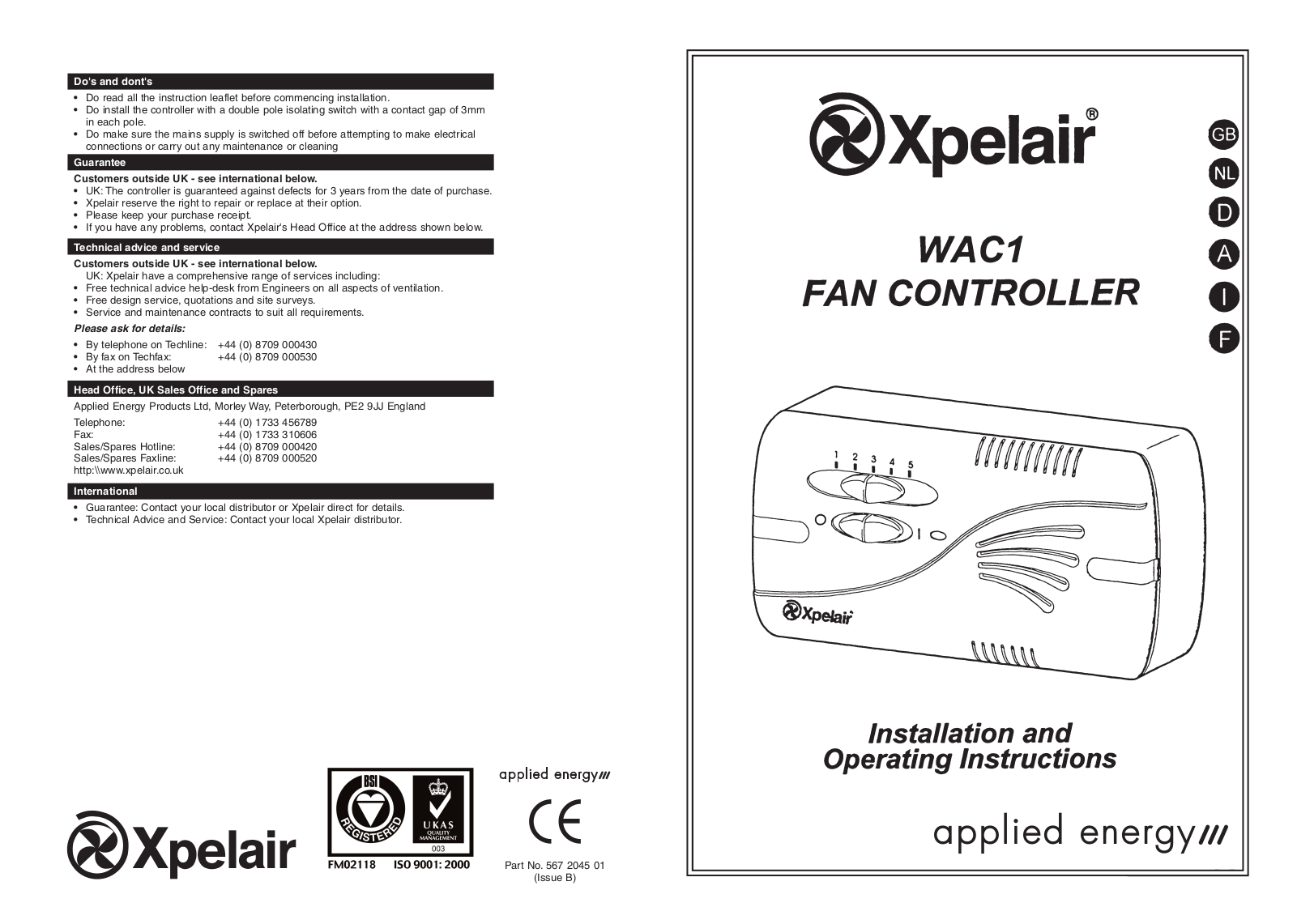 Applied Energy WAC1 User Manual