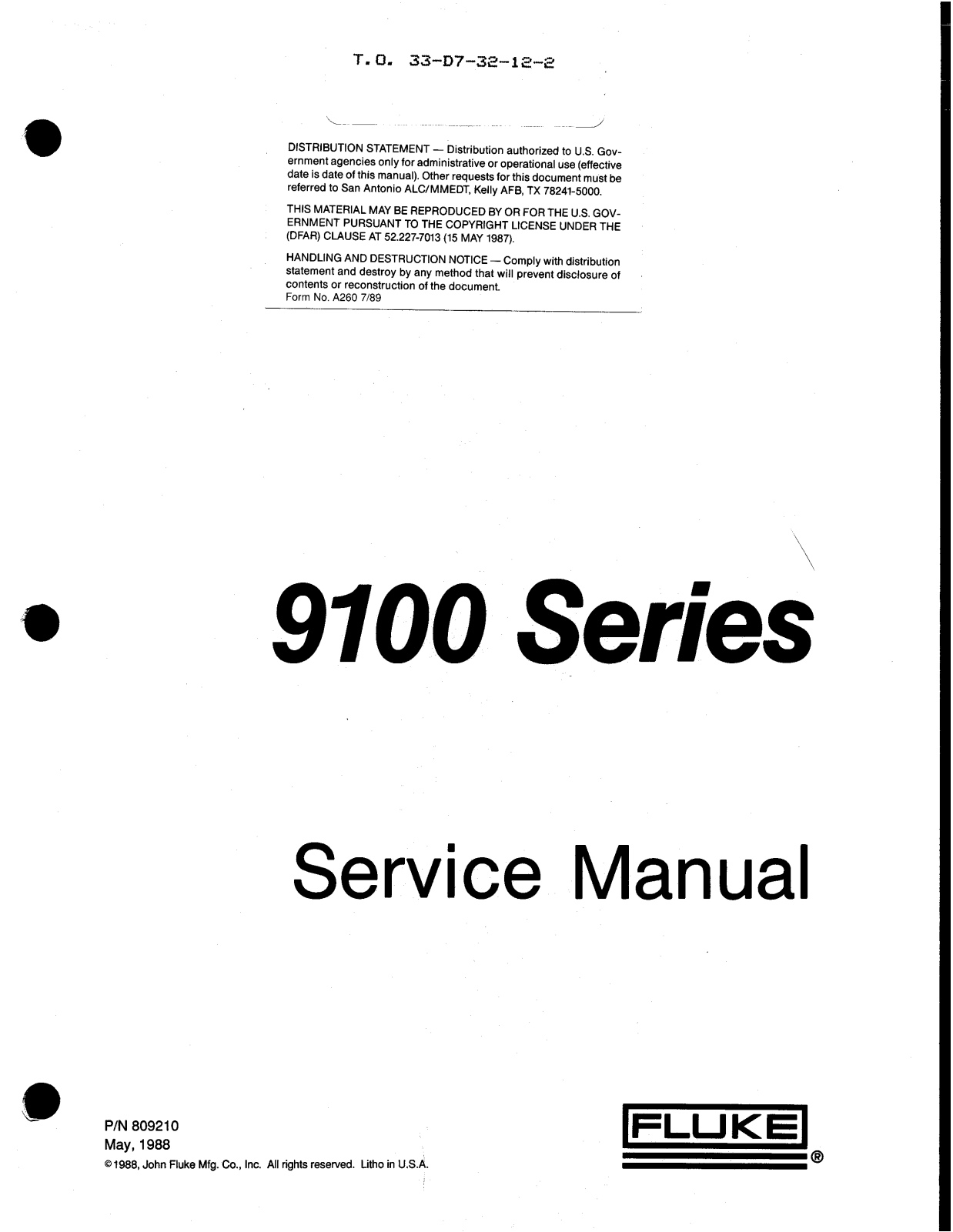 Fluke 9100 Service Manual