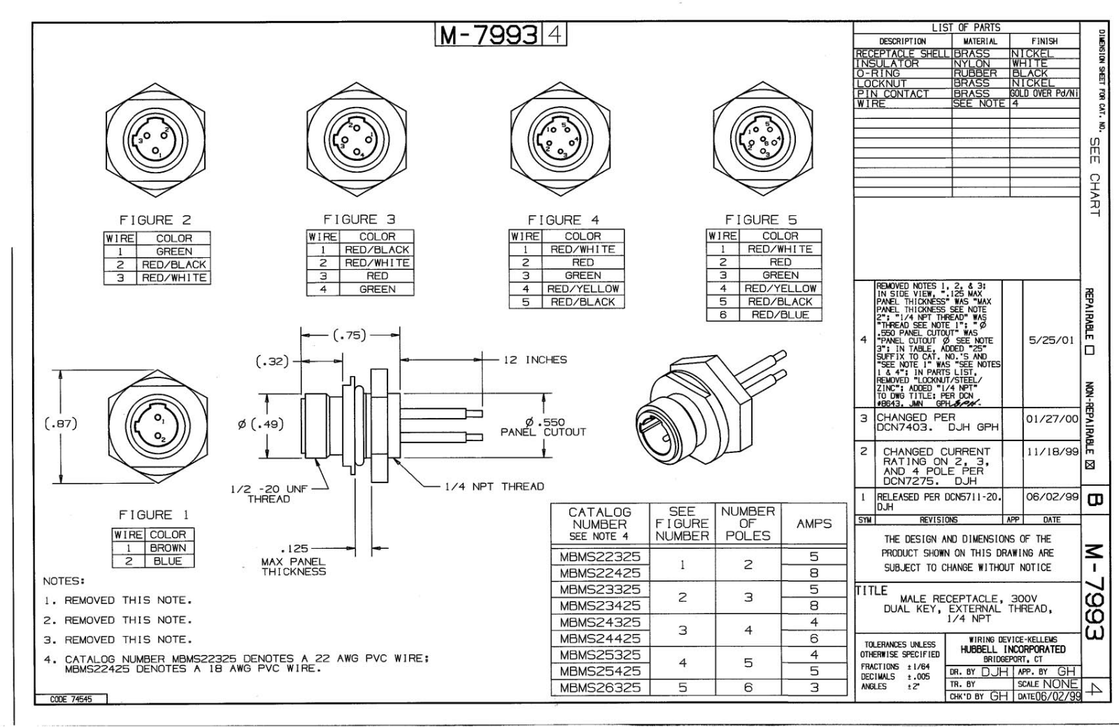 Hubbell MBMS25325 Reference Drawing