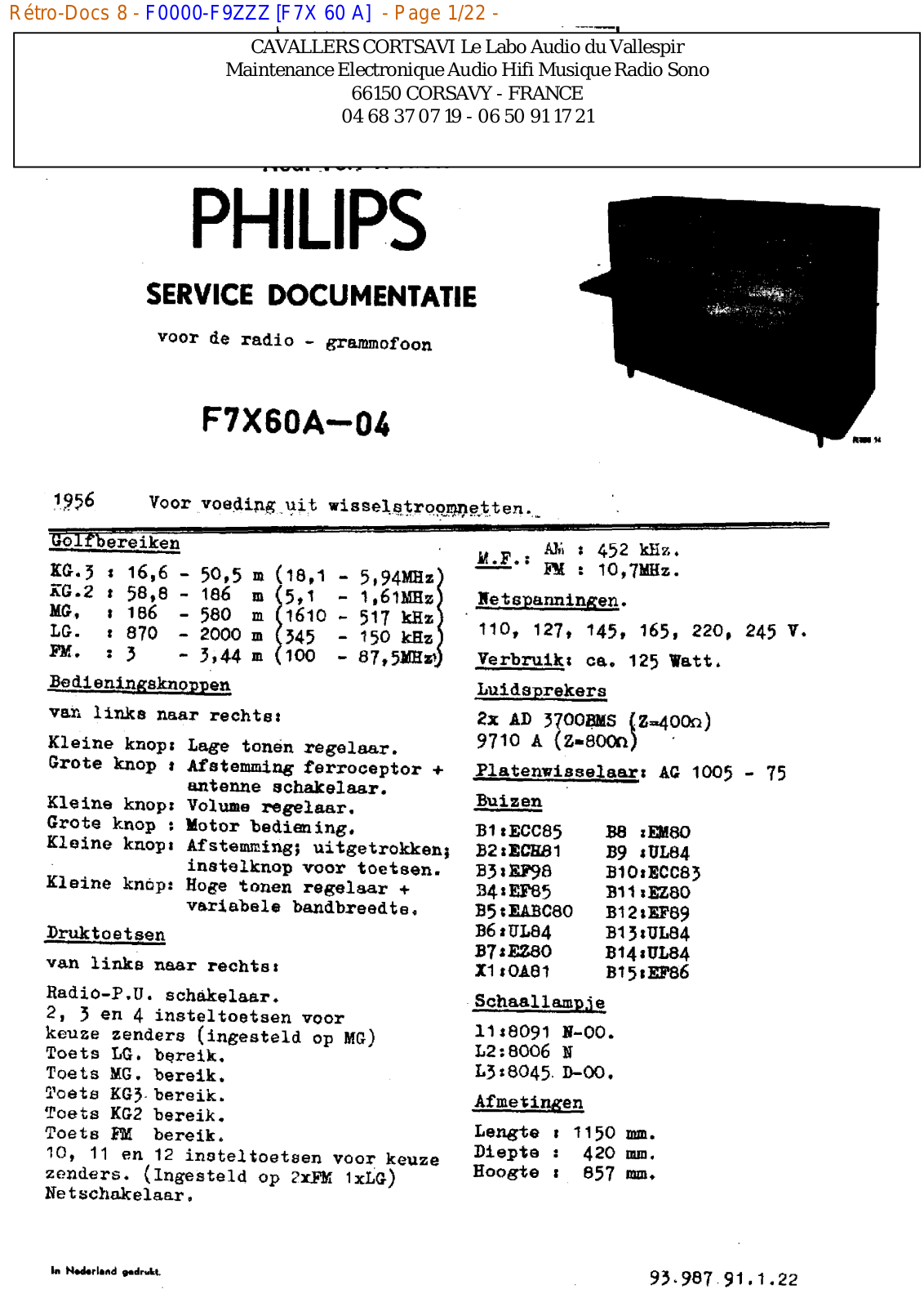 Philips f7x 60 a Datasheet - ManualMachine.com