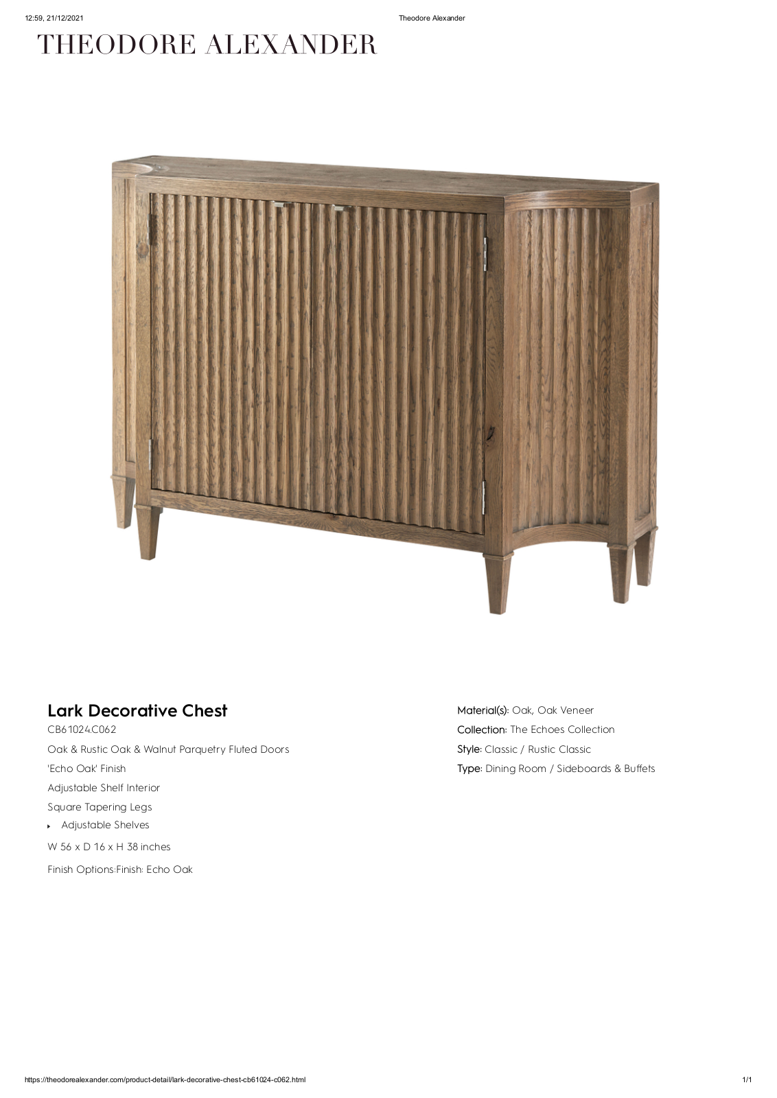 Theodore Alexander FPLJ3079 Specifications - ManualMachine.com