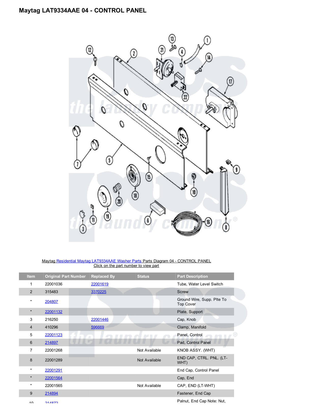 Maytag LAT9334AAE Parts Diagram