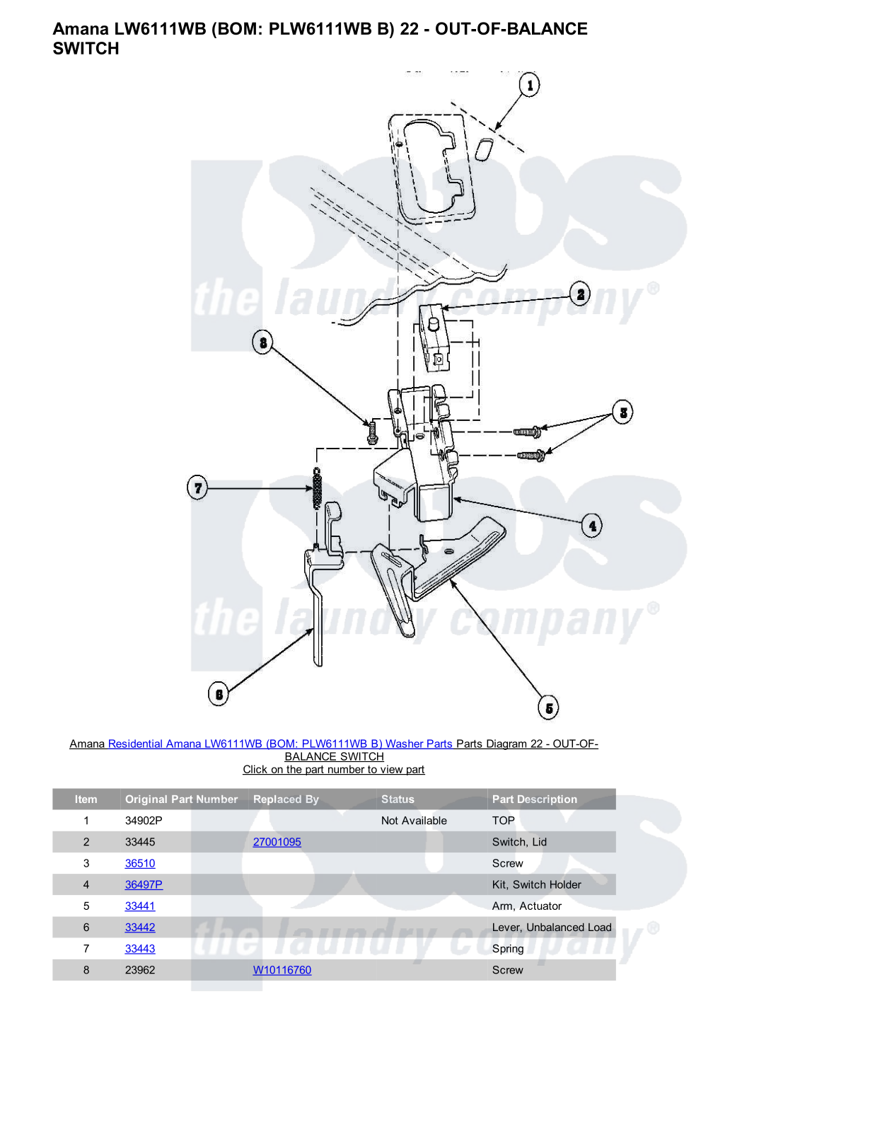 Amana LW6111WB Parts Diagram