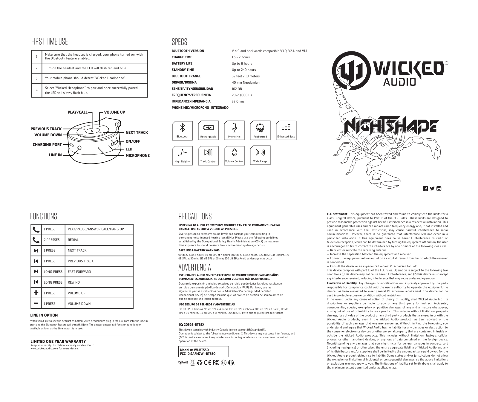 Wicked Audio WI-BT550 User Manual