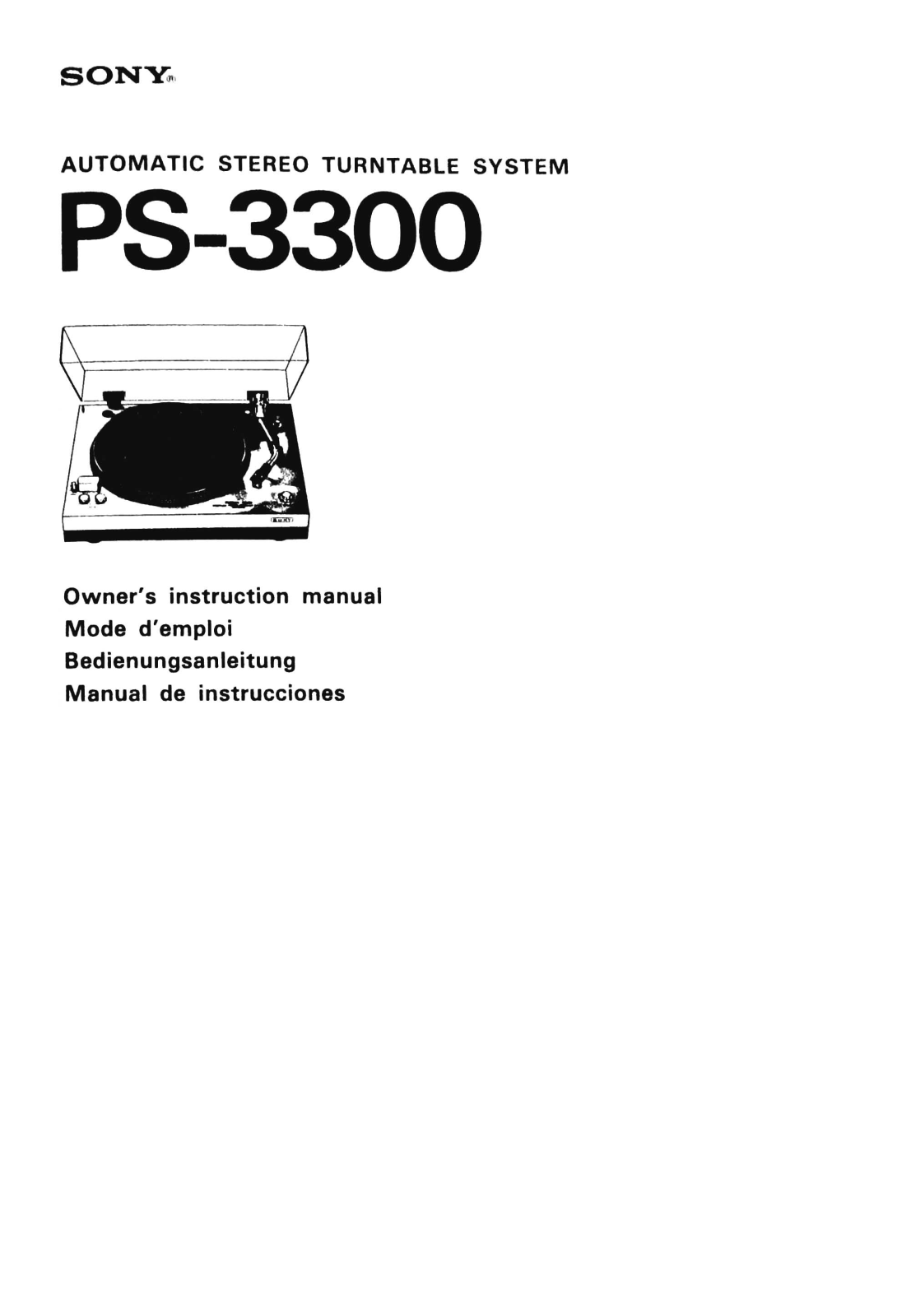 Sony PS-3300 Owners Manual