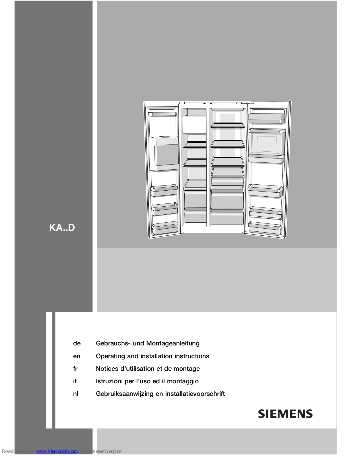 Siemens KA,D,KA**D Operating And Installation Instructions