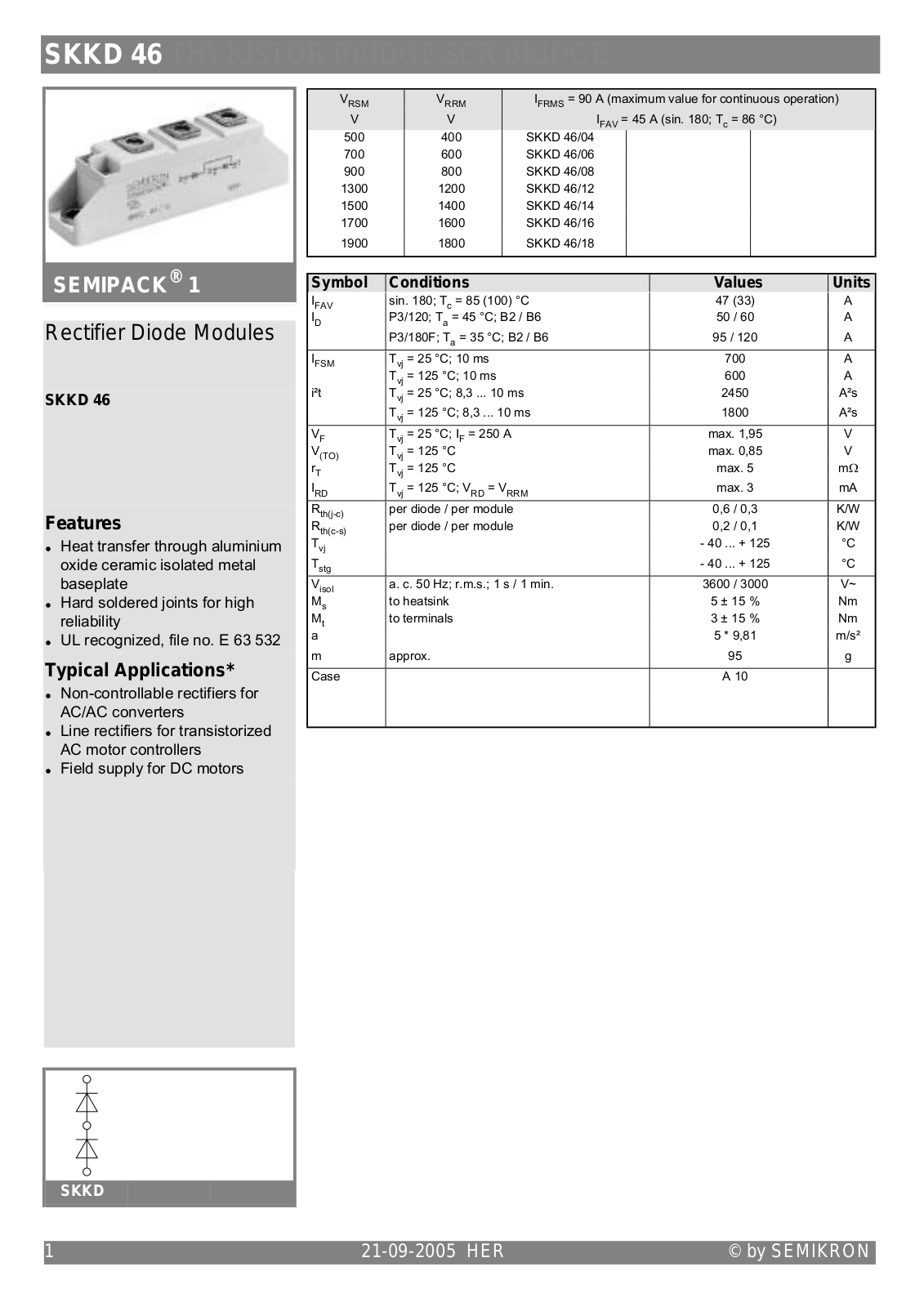 Semikron SKKD46 Data Sheet