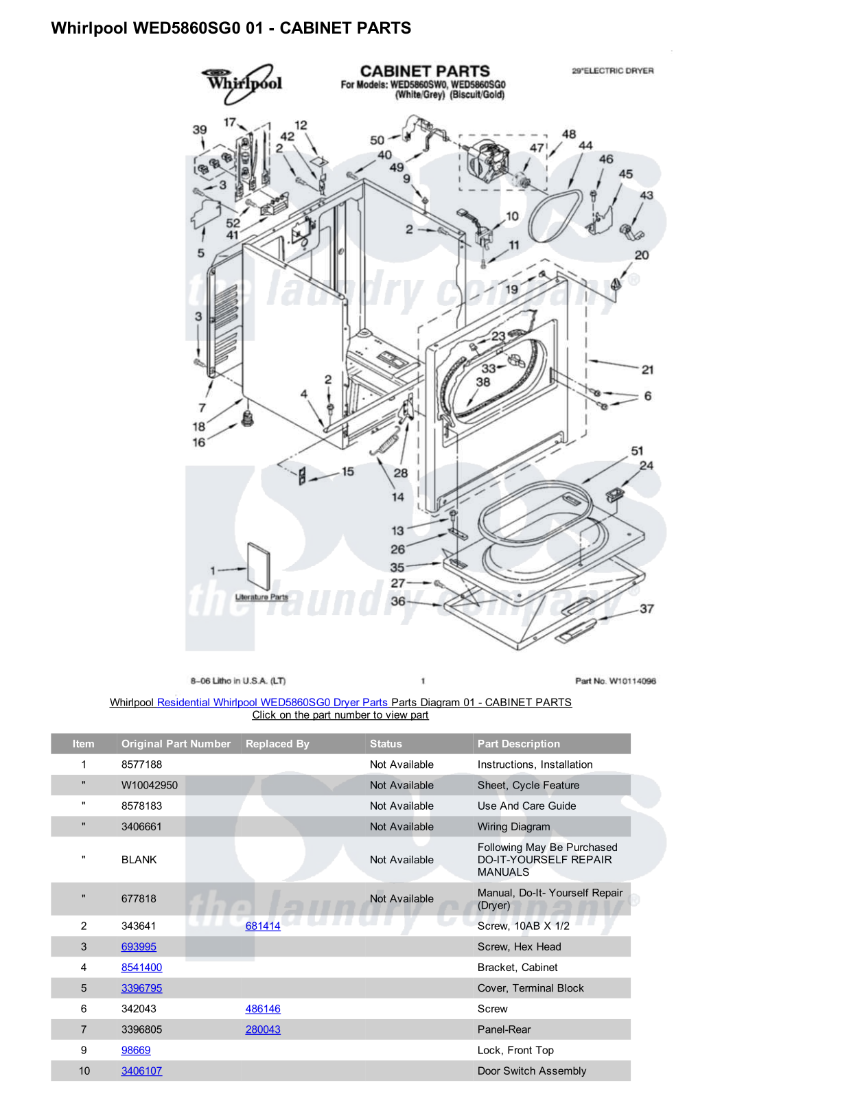 Whirlpool WED5860SG0 Parts Diagram