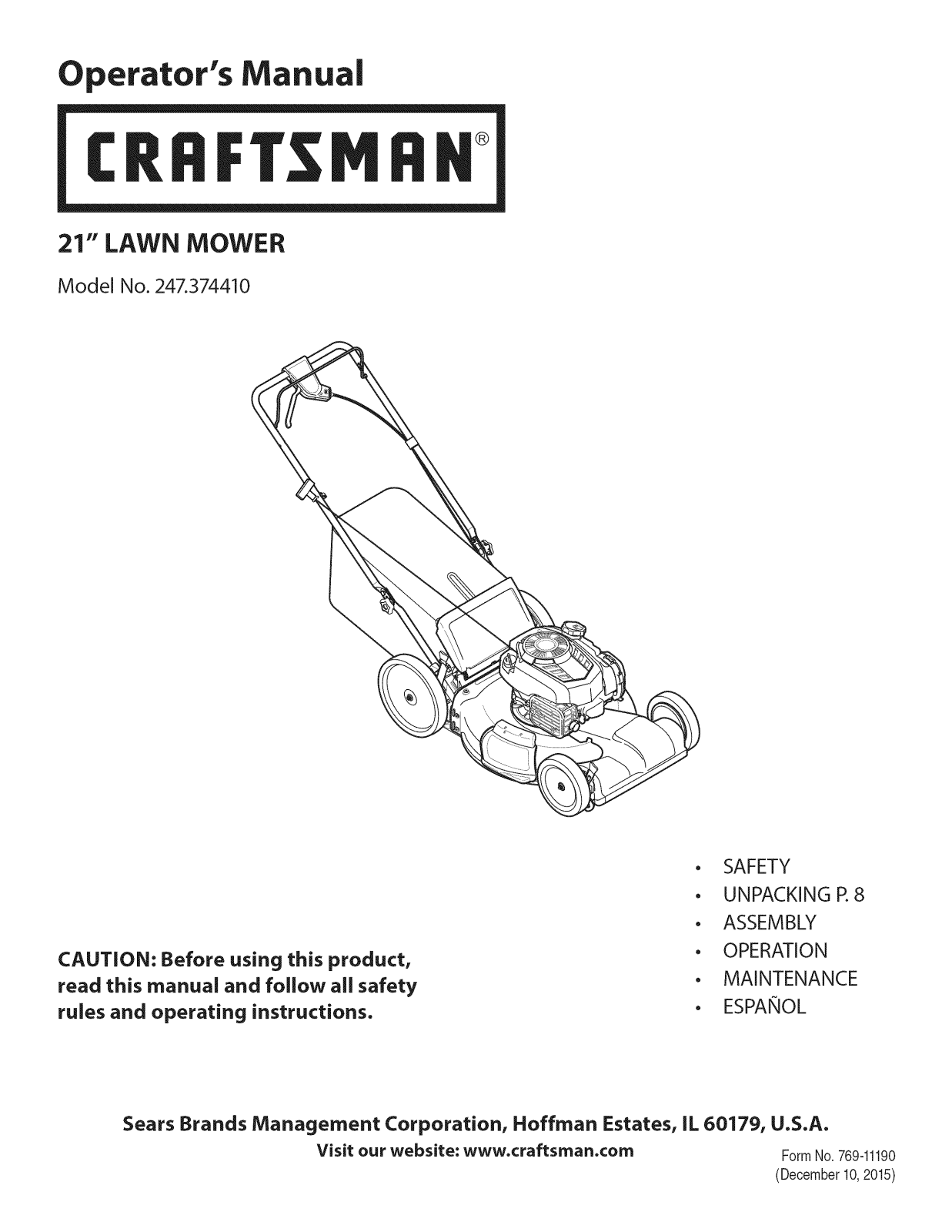 Craftsman 247374410 Owner’s Manual