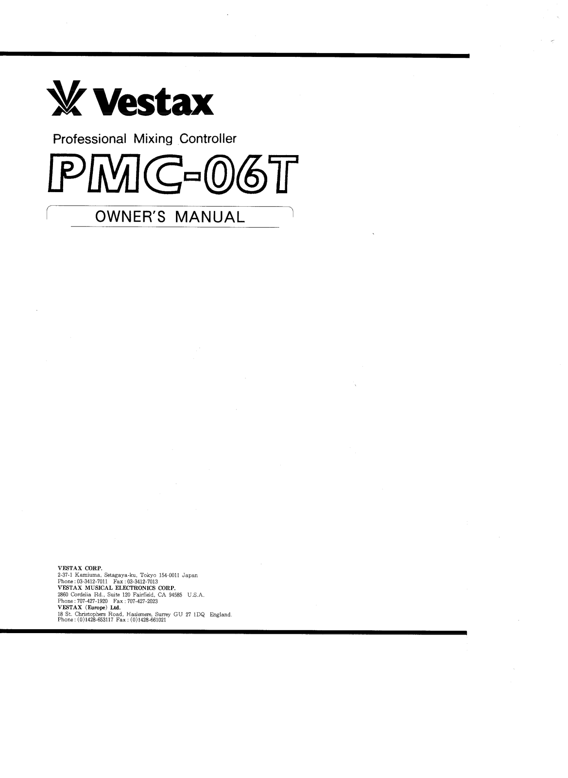 Vestax PMC-06T User Manual