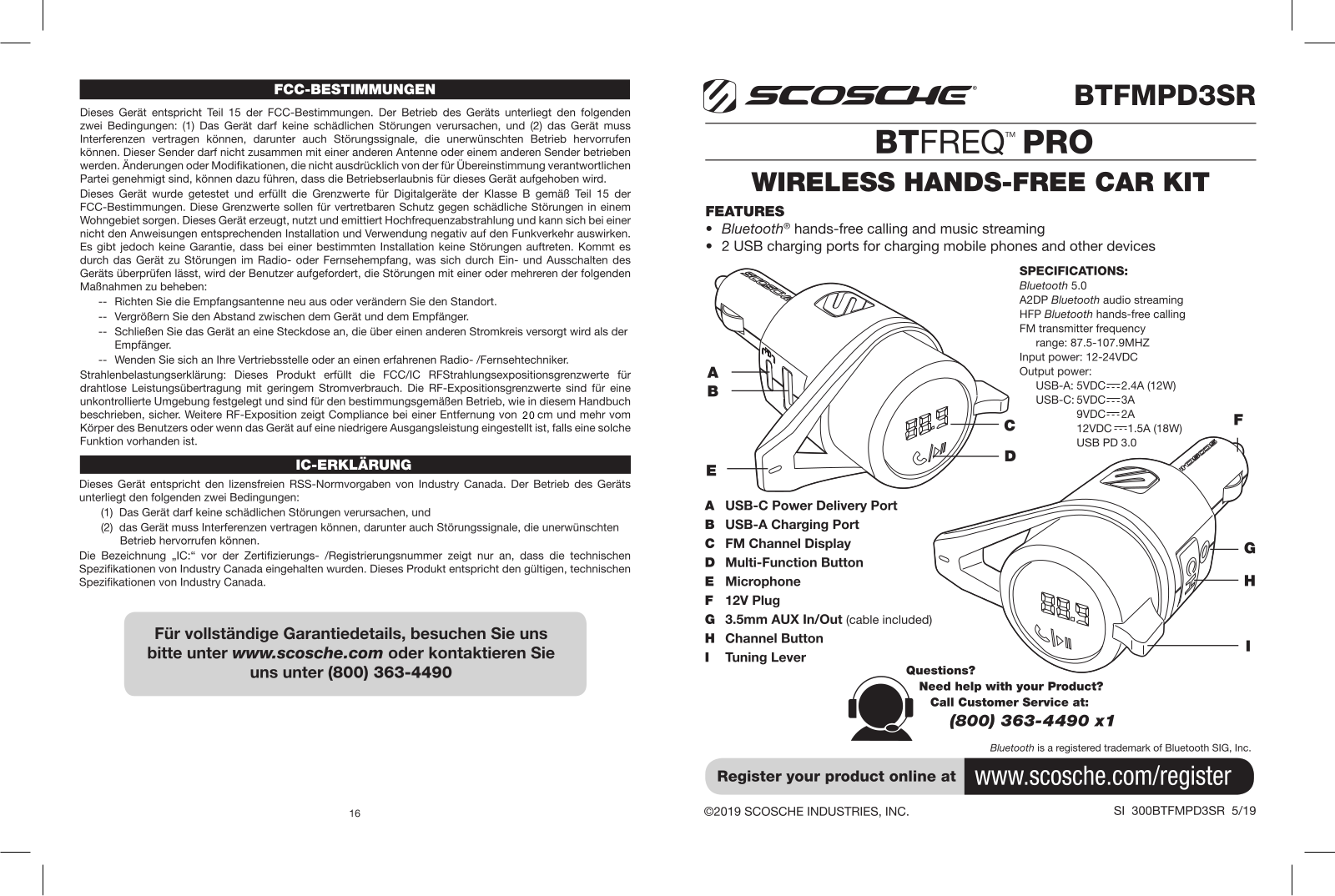 Scosche BTFMPD23 User Manual