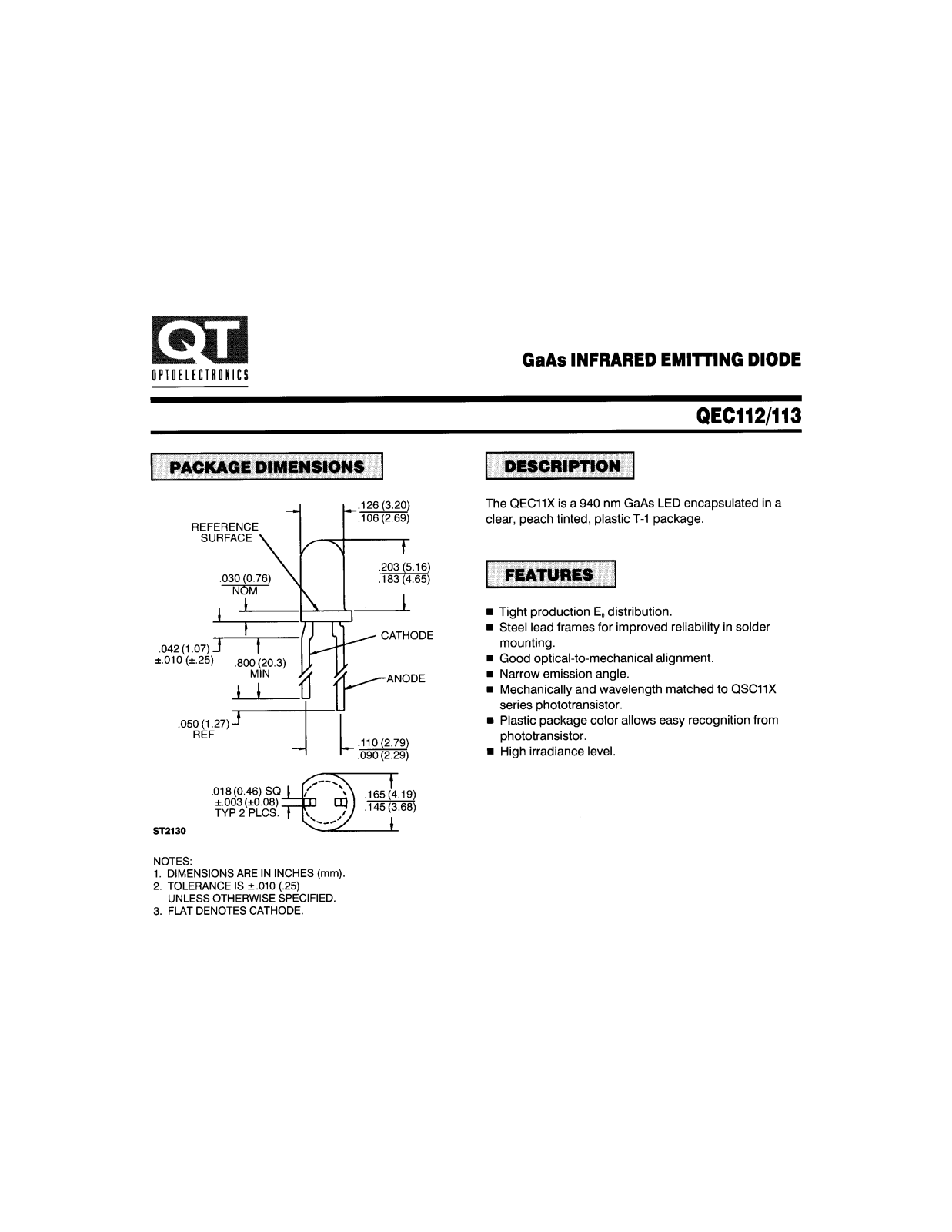 QT QEC112, QEC113 Datasheet