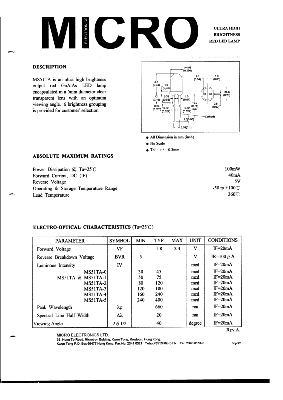 MICRO MS51TA-3, MS51TA-4, MS51TA-5, MS51TA-2, MS51TA-0 Datasheet