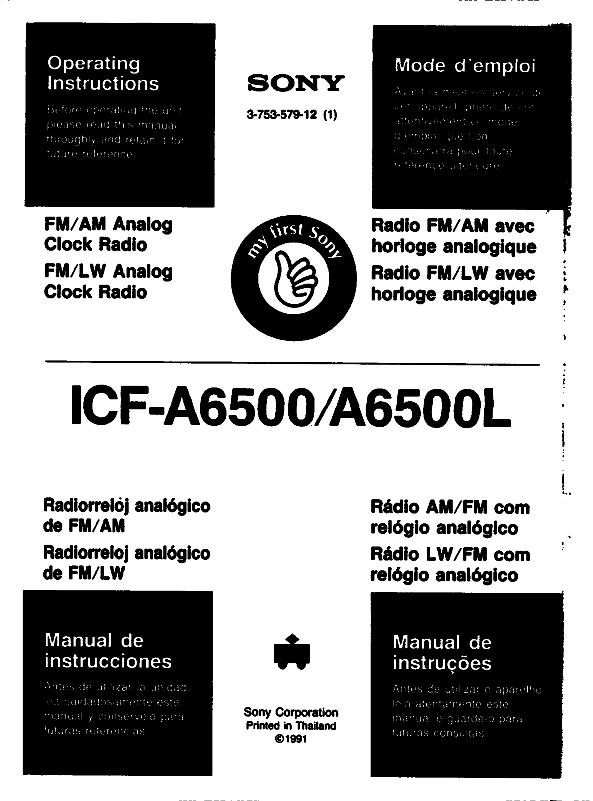 Sony ICF-A6500, ICF-A6500L Operating Instructions