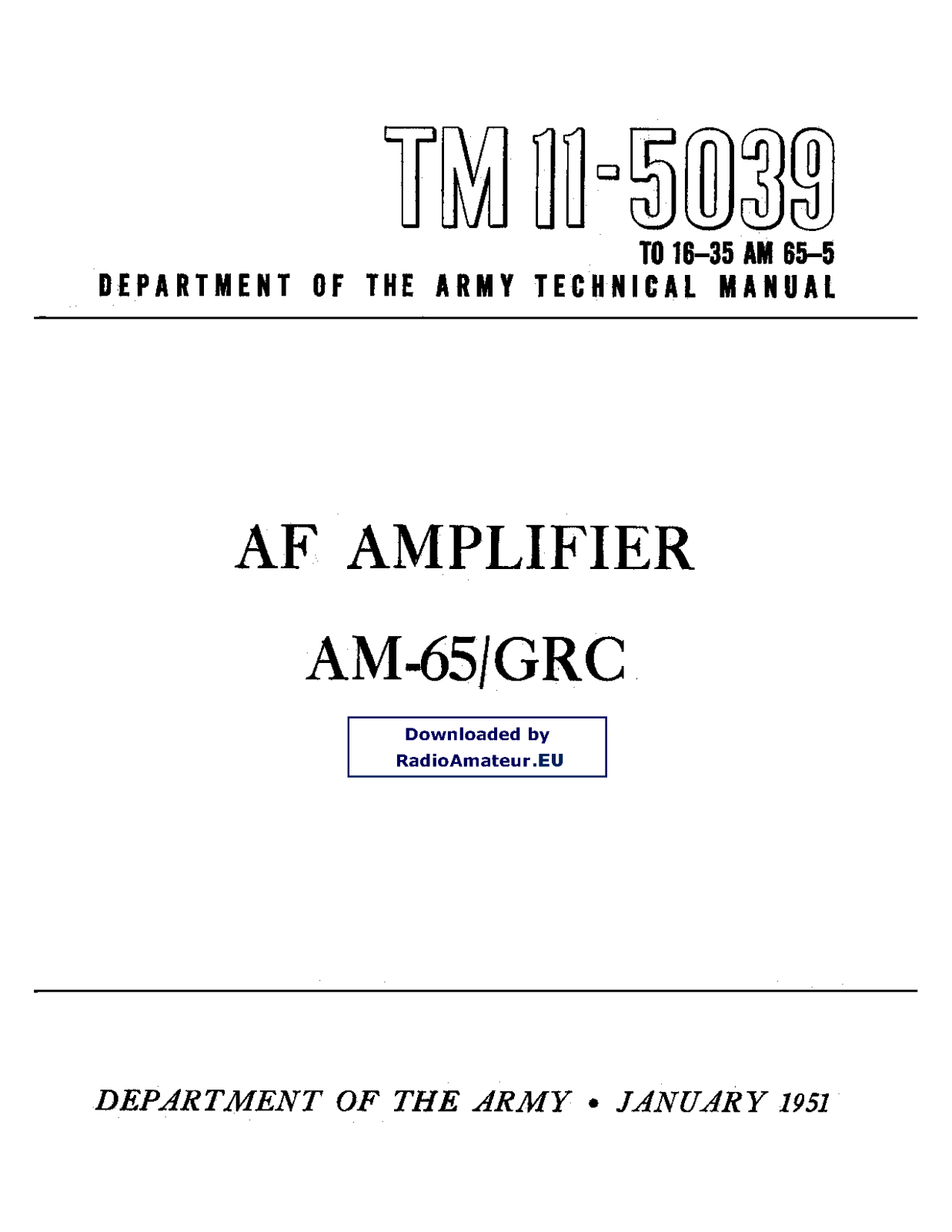 Pozosta AM-65-GRC, TM-11-5039 User Manual