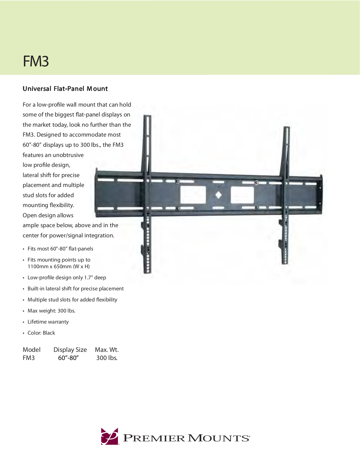 Premier Mounts FM3 User Manual