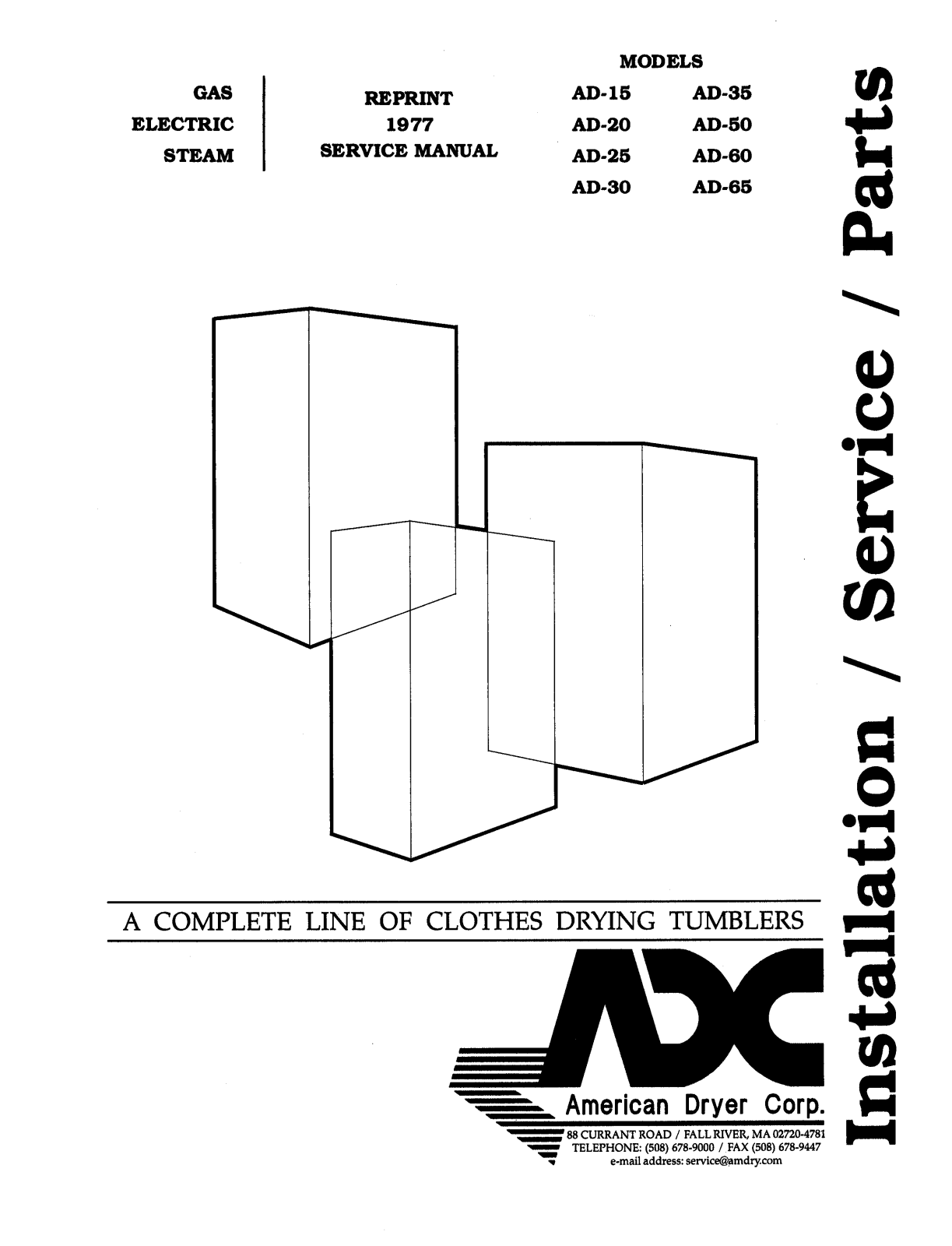 American Dryer AD-65, AD-20 Parts Diagram