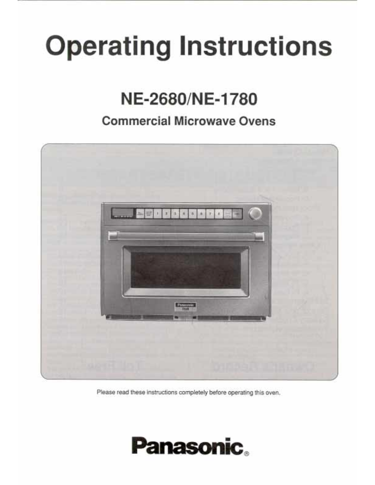 Panasonic NE-1780, NE-2680 User Manual