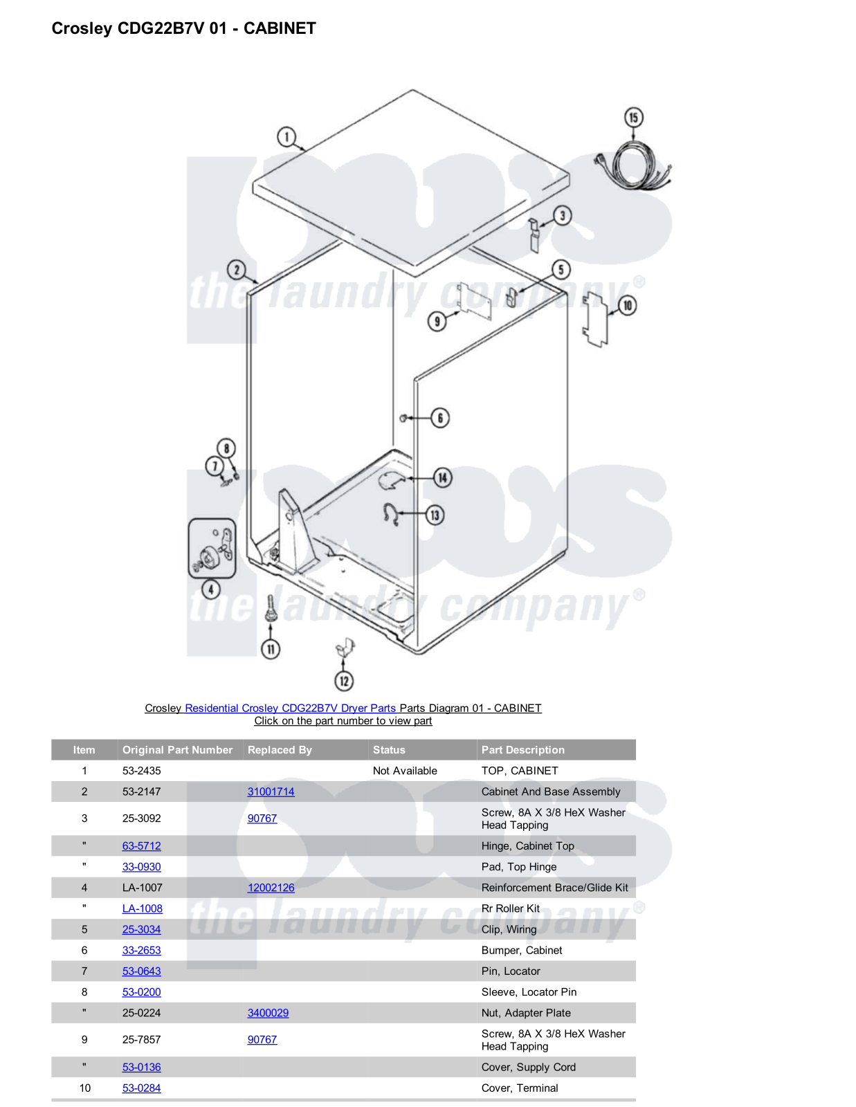 Crosley CDG22B7V Parts Diagram