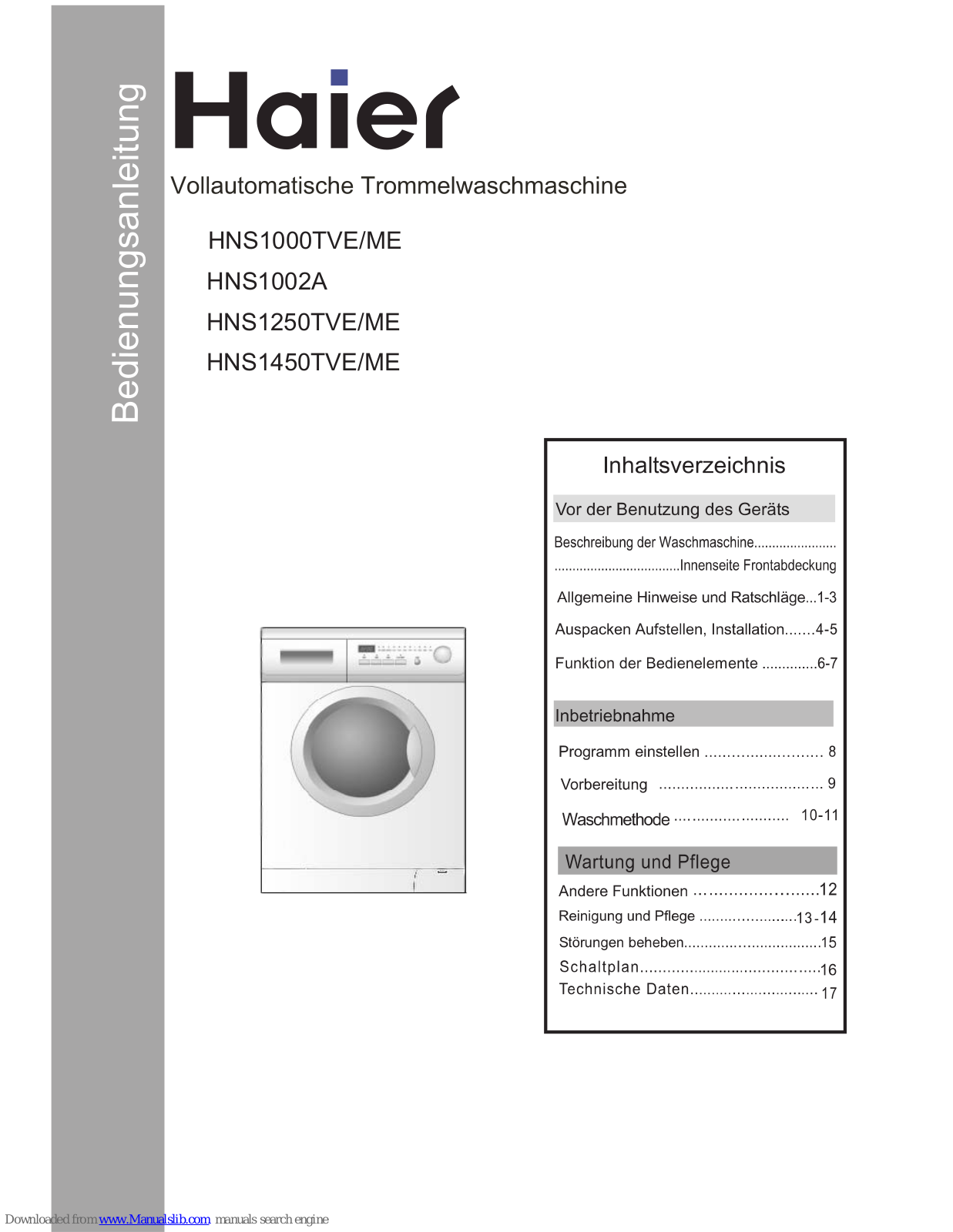 Haier HNS1250TVE, HNS1450TVE, HNS1000TVE/ME, HNS1250TVE/ME, HNS1450TVE/ME Bedienungsanleitung