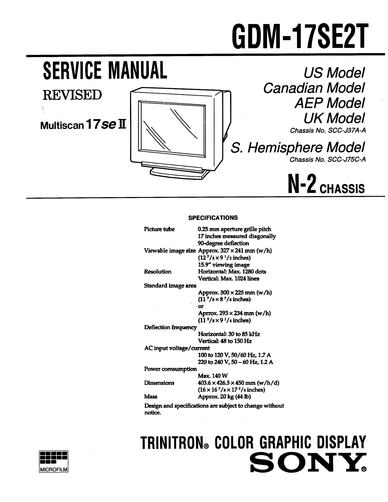 Sony GDM-17SE2T Service Manual