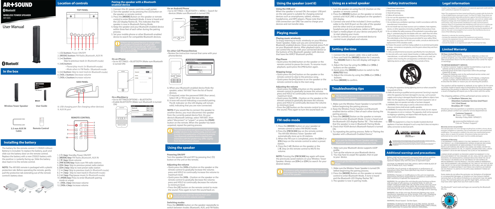 Art Sound AR1005 User Manual