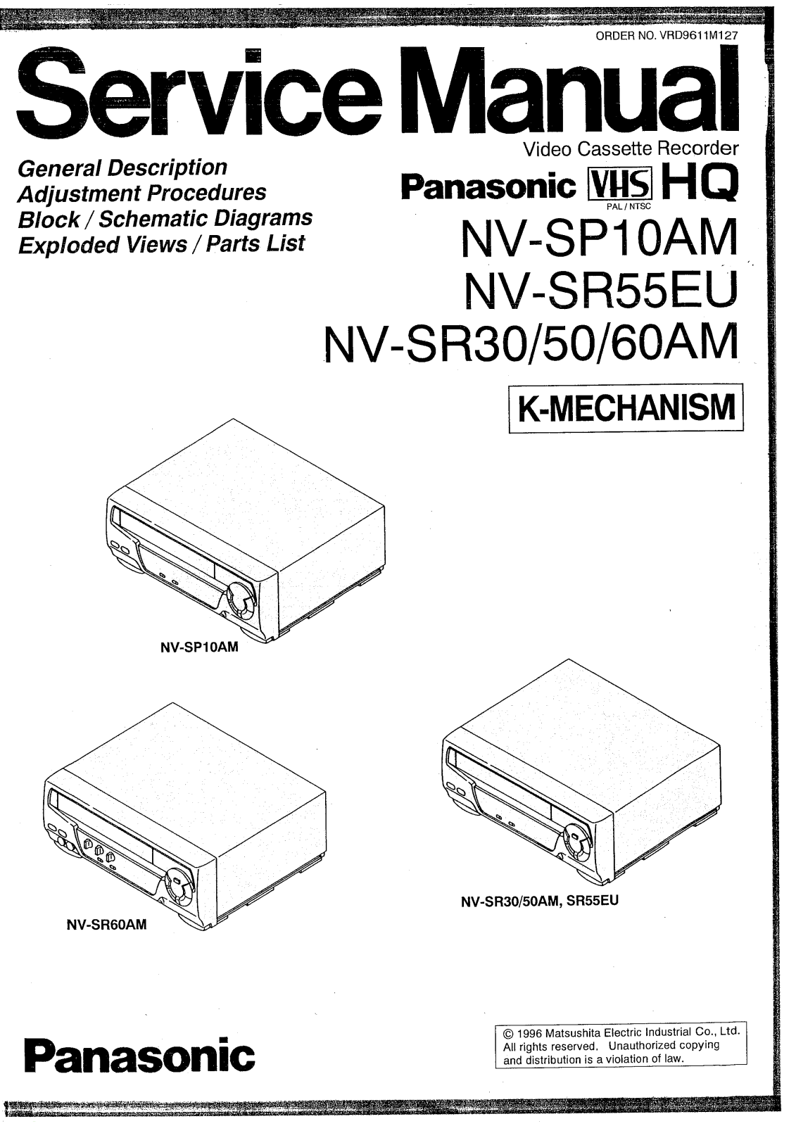 PANASONIC NV-SP10AM Service Manual