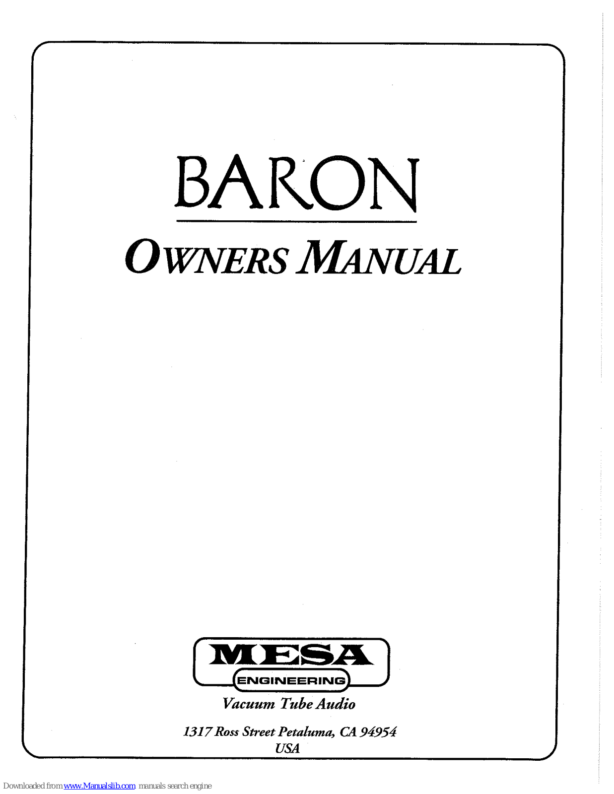 Mesa BARON Owner's Manual