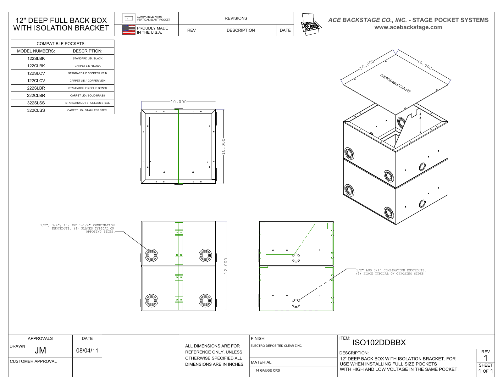 Ace Backstage ISO102DDBBX Specifications