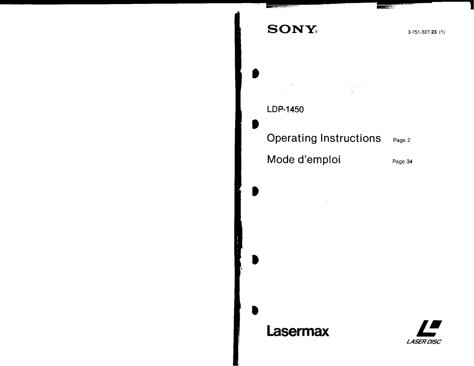 Sony LDP-1450 User Guide