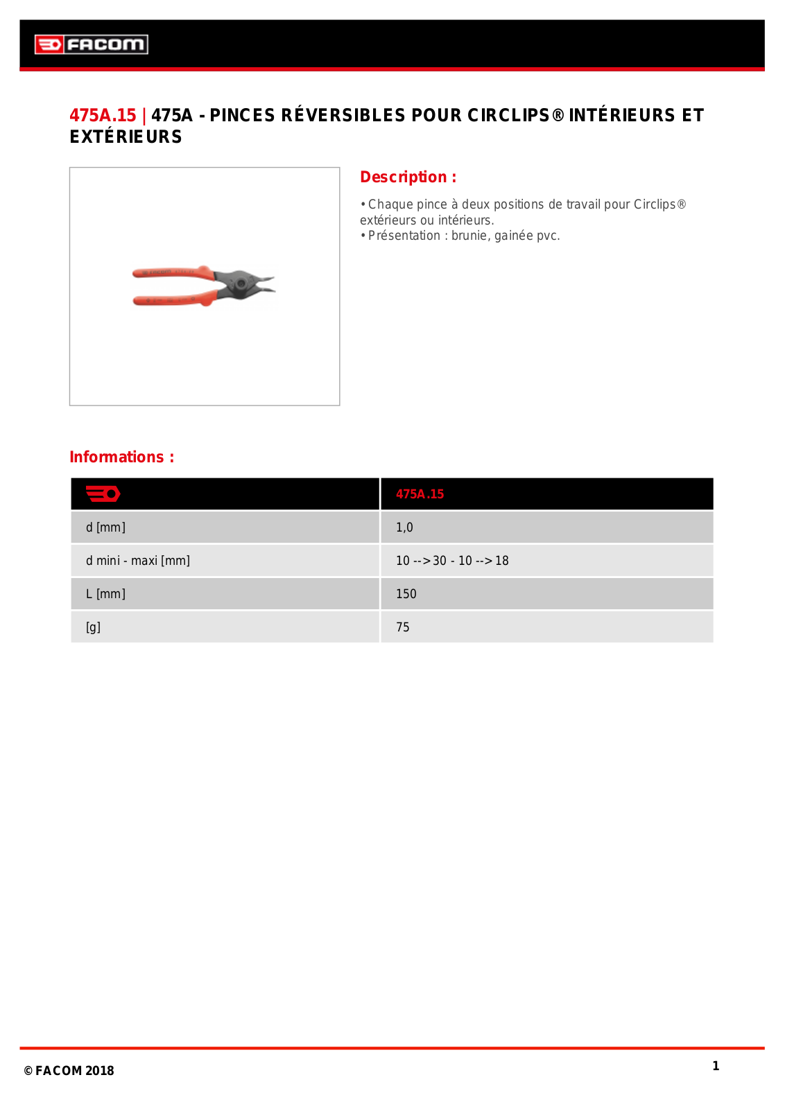 Facom 475A.15 Specification - ManualMachine.com