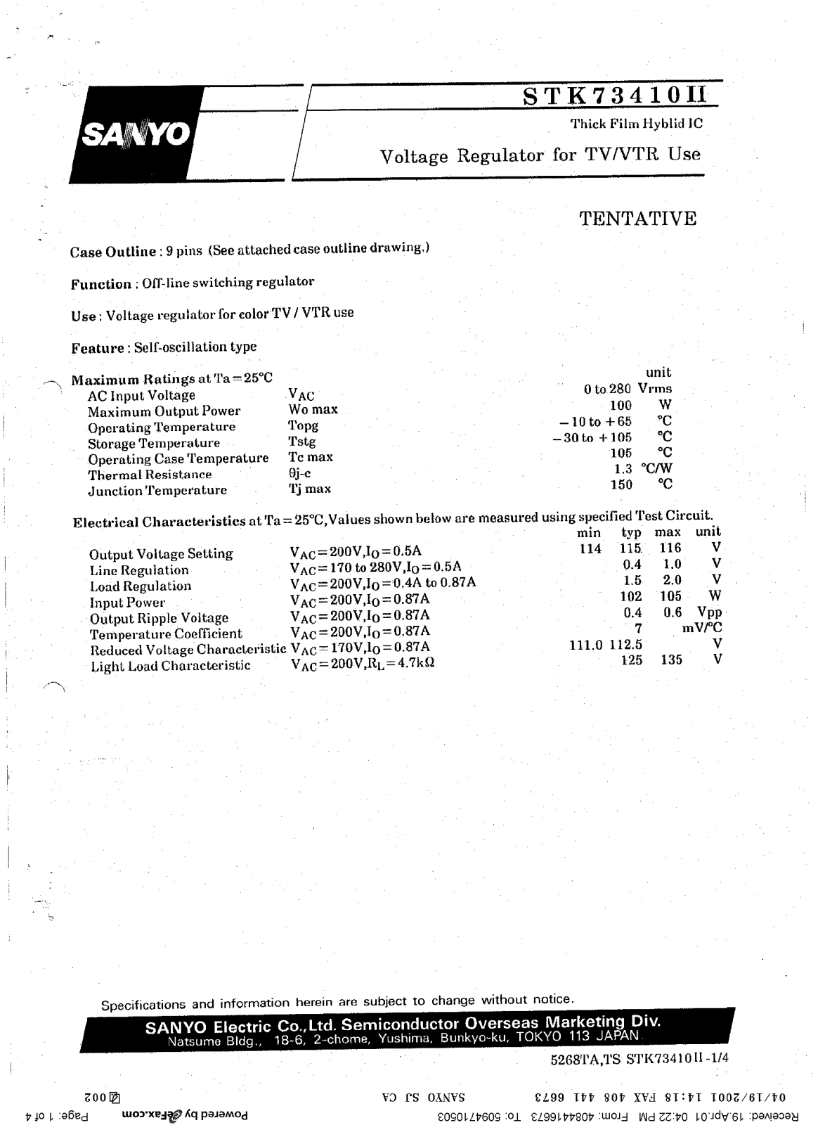 SANYO stk73410 Service Manual