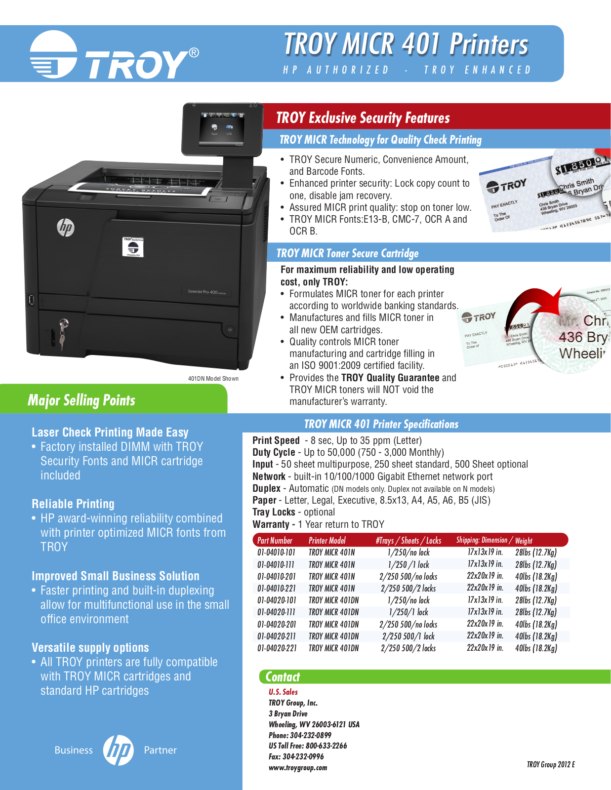 TROY Group 401 Datasheet