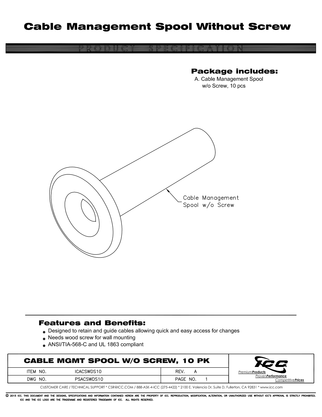 ICC ICACSWDS10 Specsheet