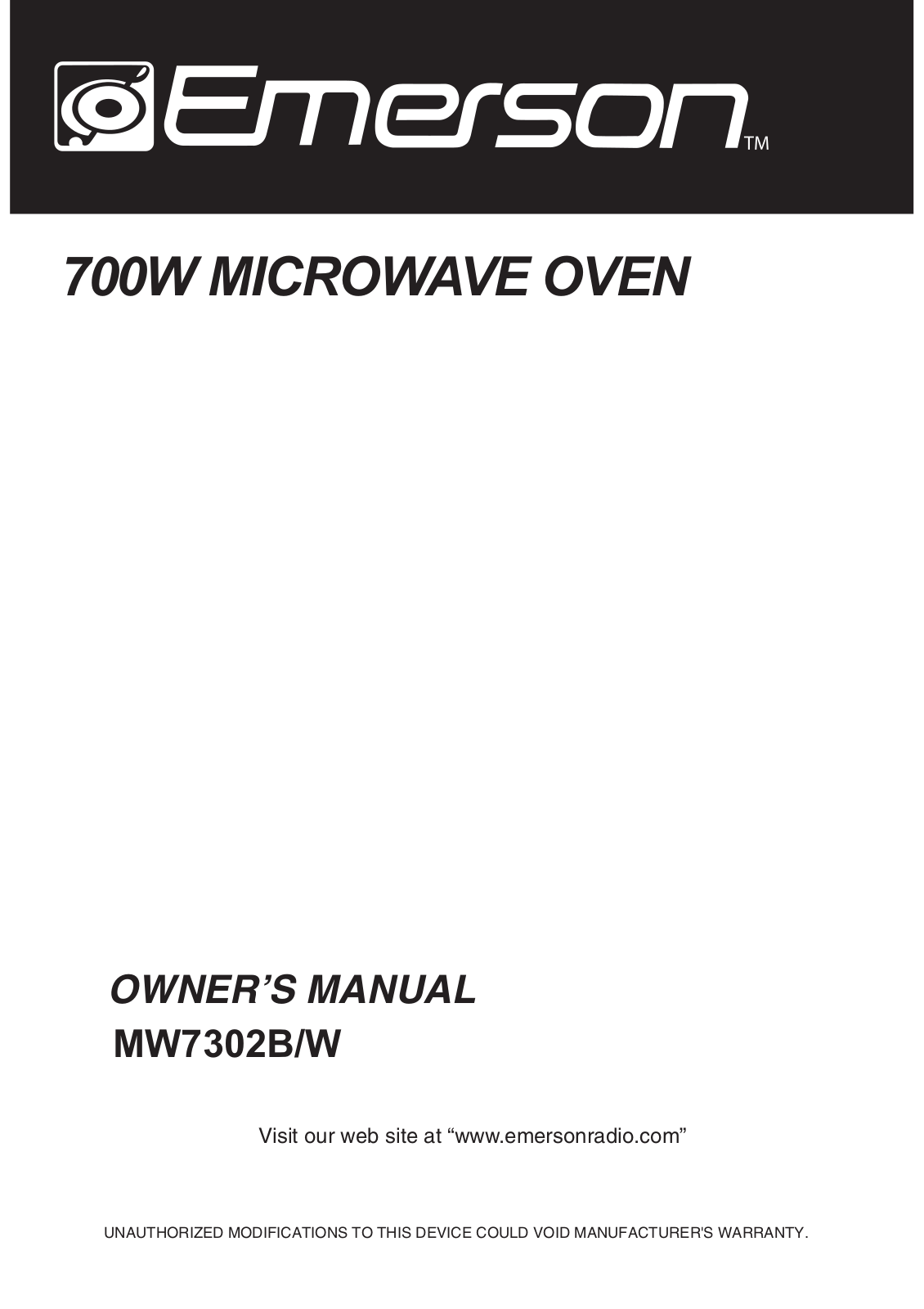 Emerson MW7302W, MW7302B User Manual