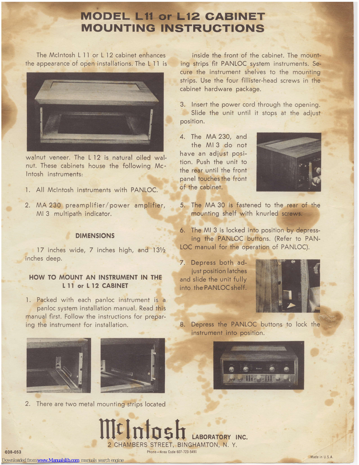McIntosh L11, L12 Instructions Manual - ManualMachine.com