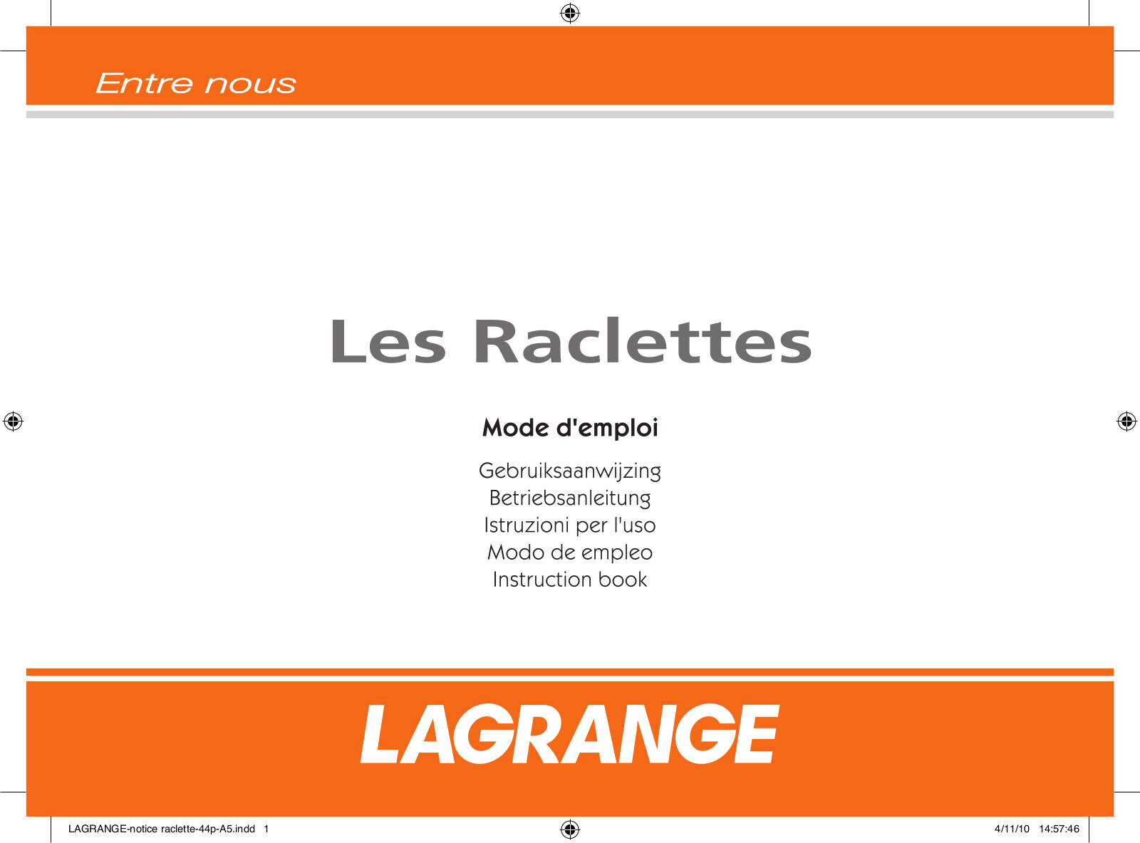 LAGRANGE LES RACLETTES User Manual