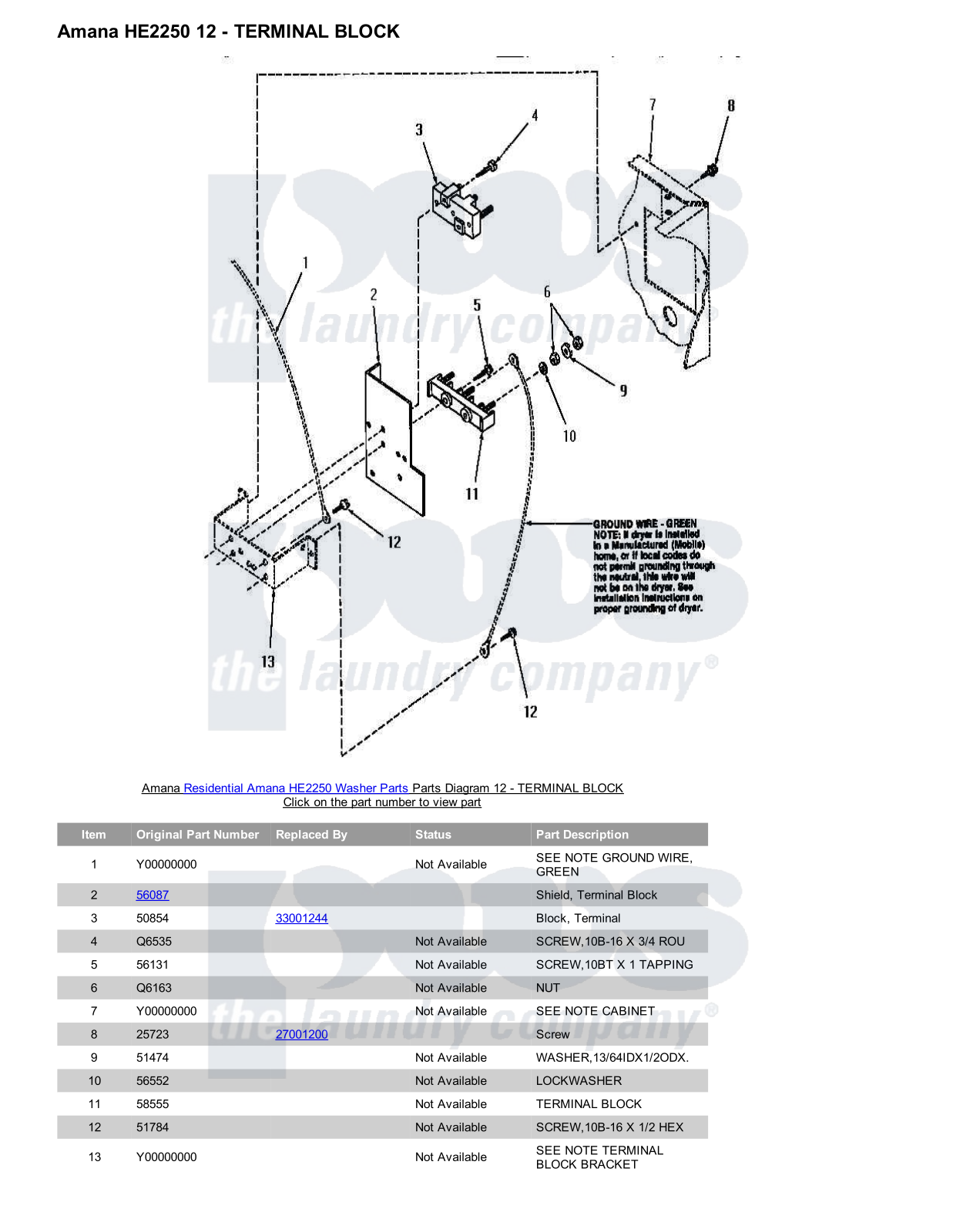 Amana HE2250 Parts Diagram