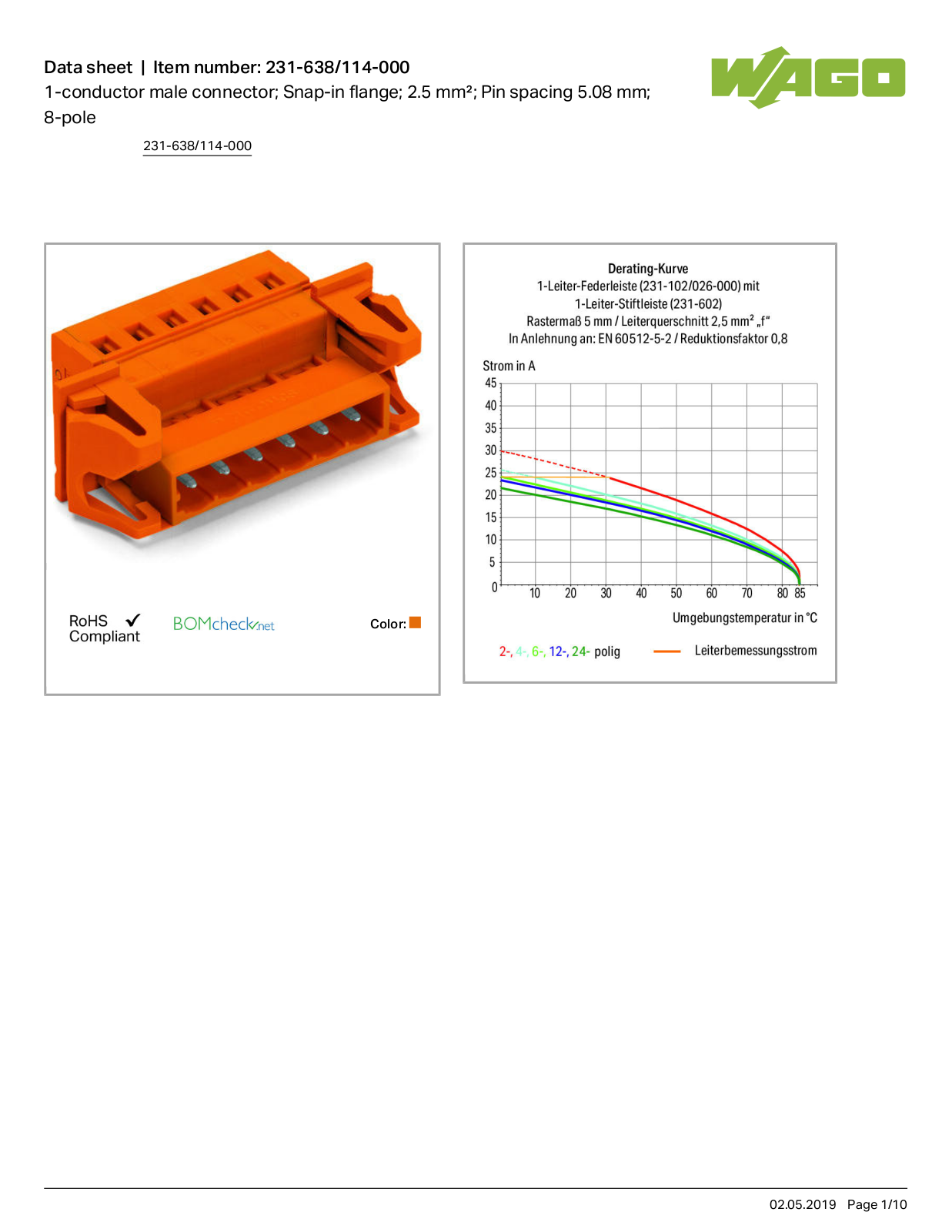 Wago 231-638/114-000 Data Sheet