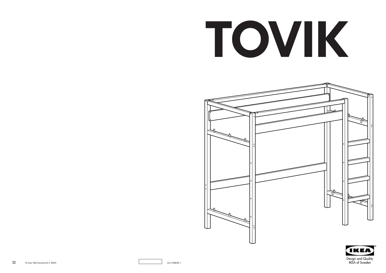 IKEA TOVIK LOFT BUNK BED FRAME Assembly Instruction