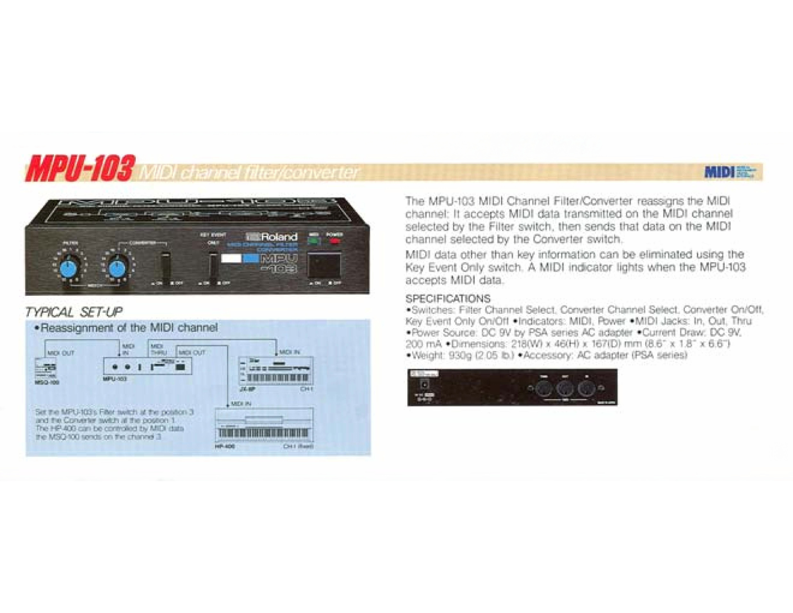 Roland Corporation MPU-103 User's Manual