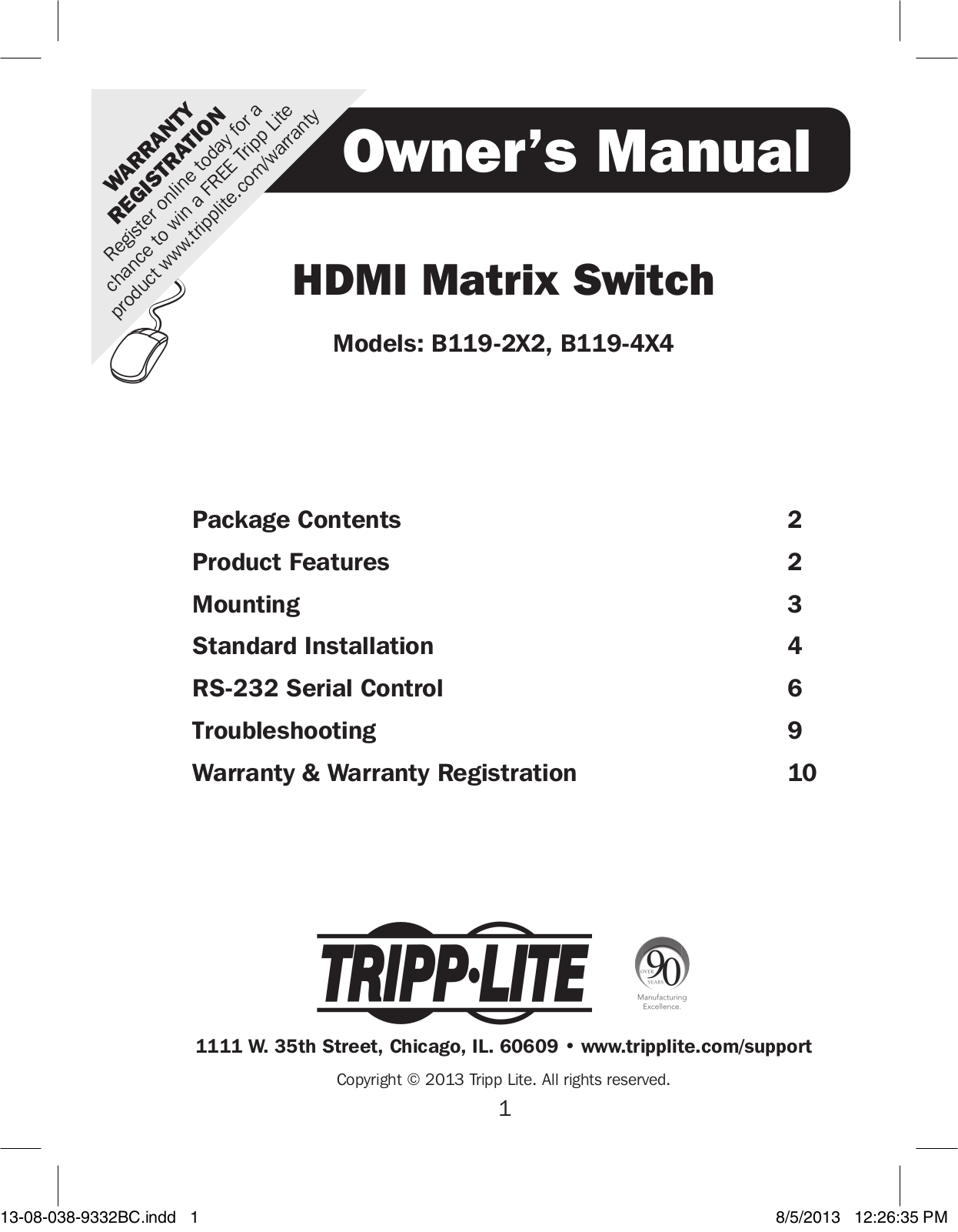 Tripp Lite B119-2X2, B119-4X4 User Manual