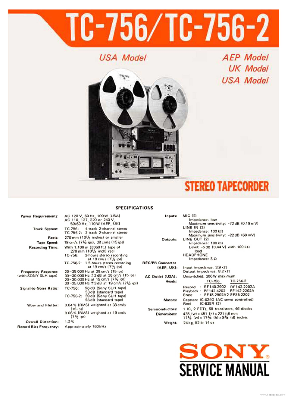 Sony TC-756, TC-756-2 Service Manual