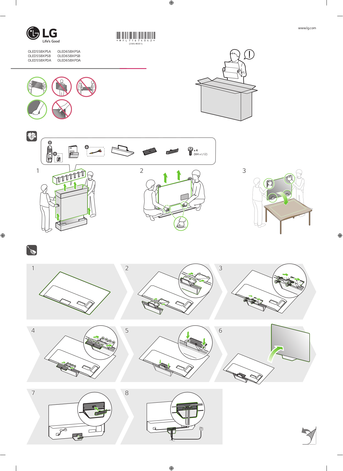 LG OLED65BXPDA QUICK INSTALLATION GUIDE