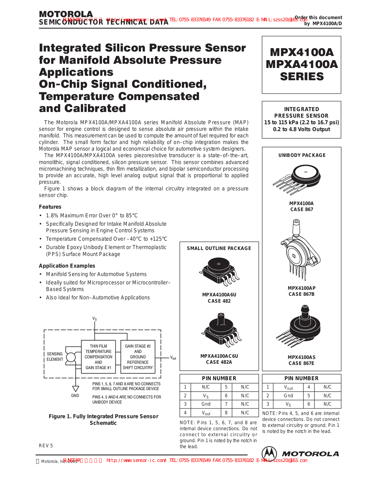 MOTOROLA MPX4100A, MPEXA4100A User Manual