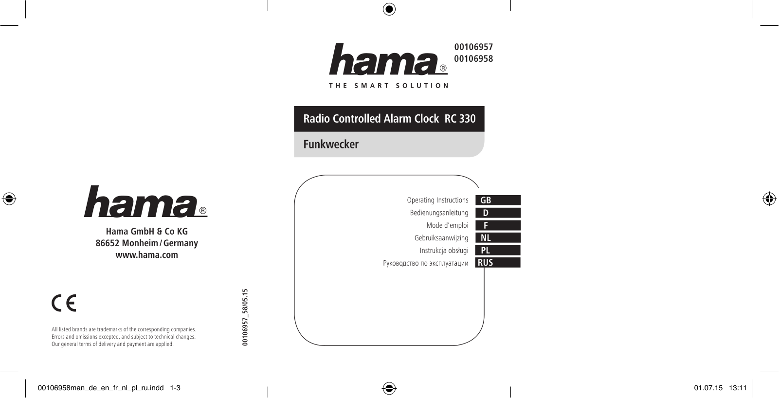 Hama 00106958 User manual