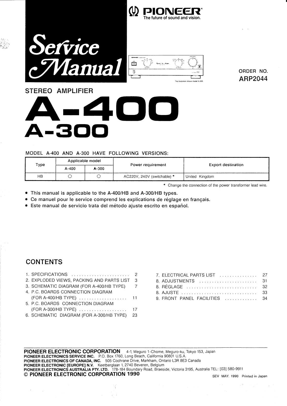 Pioneer A-300, A-400 Service manual