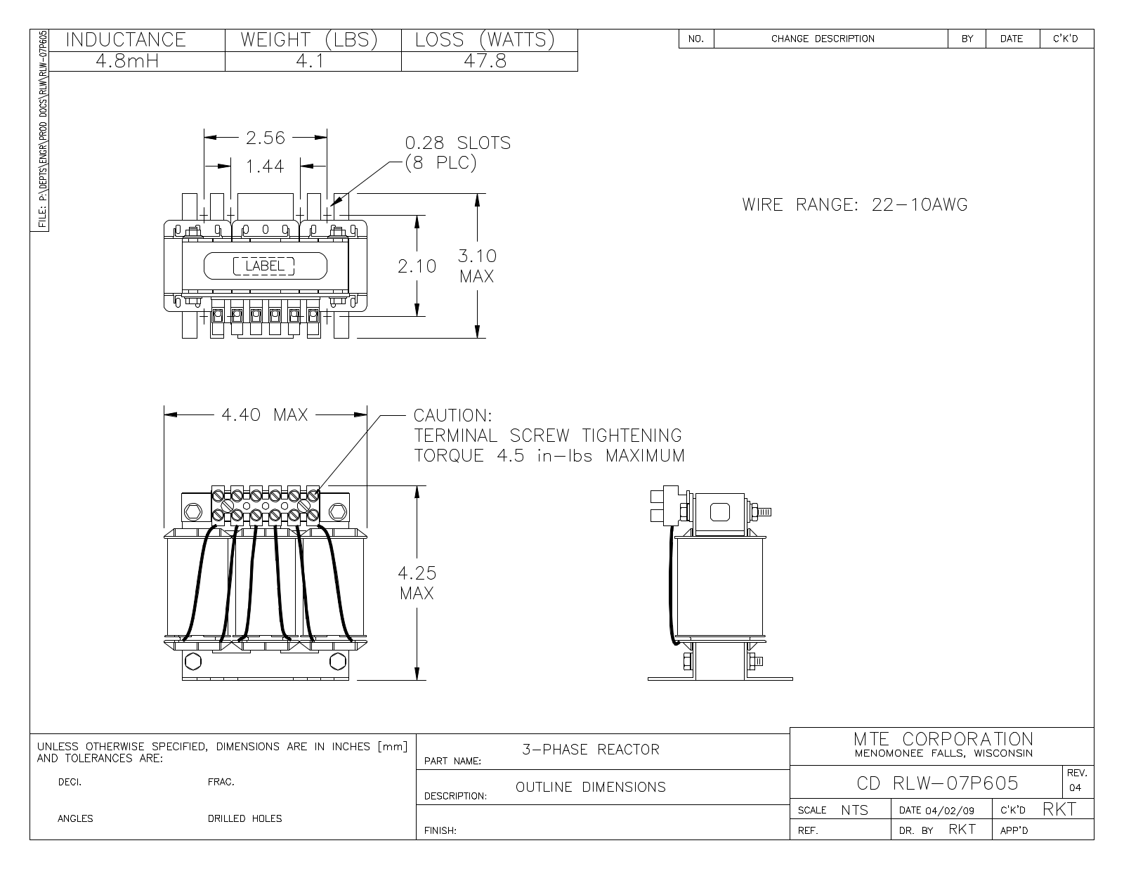 MTE RLW-07P605 CAD Drawings