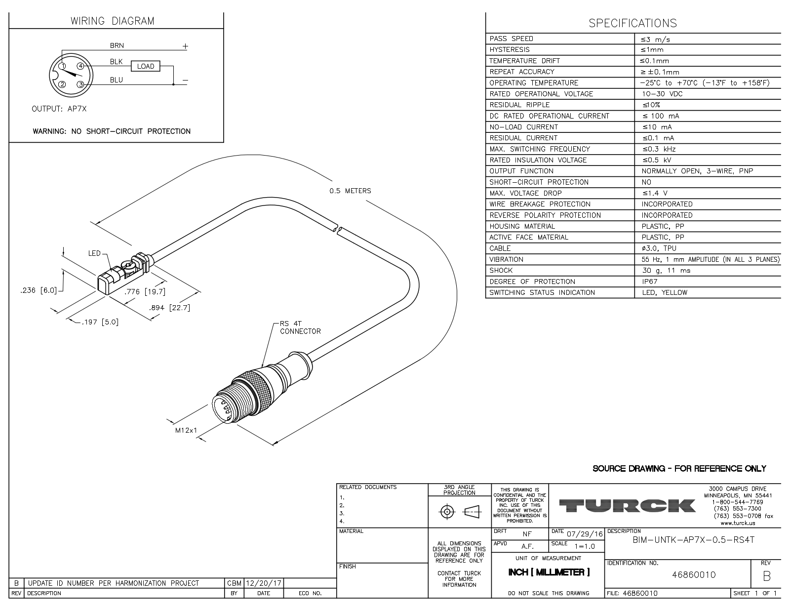 Turck BIM-UNTK-AP7X-0.5-RS4T Data Sheet